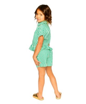 Girls' Elastic Waist Slant Pockets Striped Shorts - Little Kid