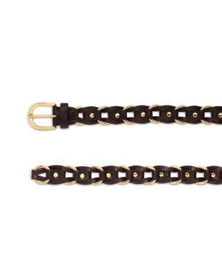 Women's Metal Ring & Woven Leather Belt