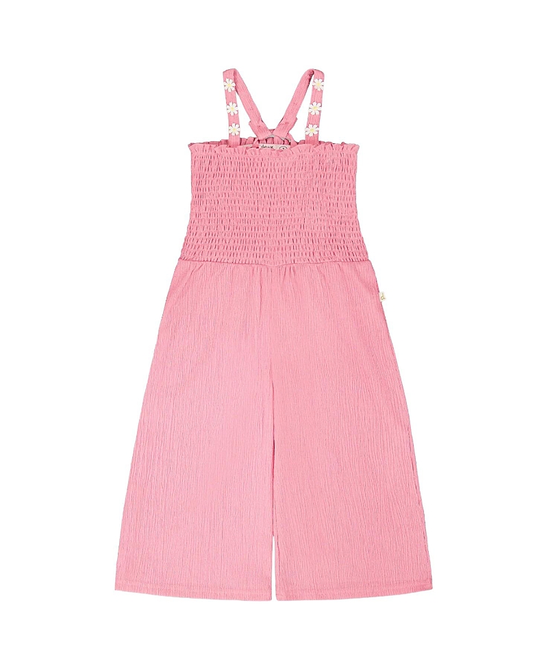 Deux par Deux Girls' Crinkle Jersey Smocking Sleeveless Jumpsuit - Little Kid