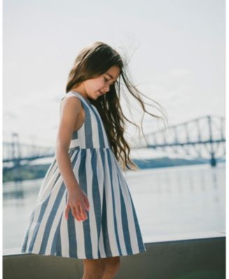  Girls' Sleeveless Striped Flared Dress - Big Kid