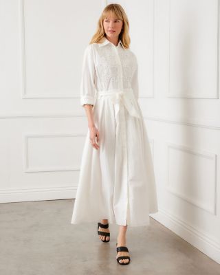 Lace Appliqu&eacute; Midi Shirt Dress