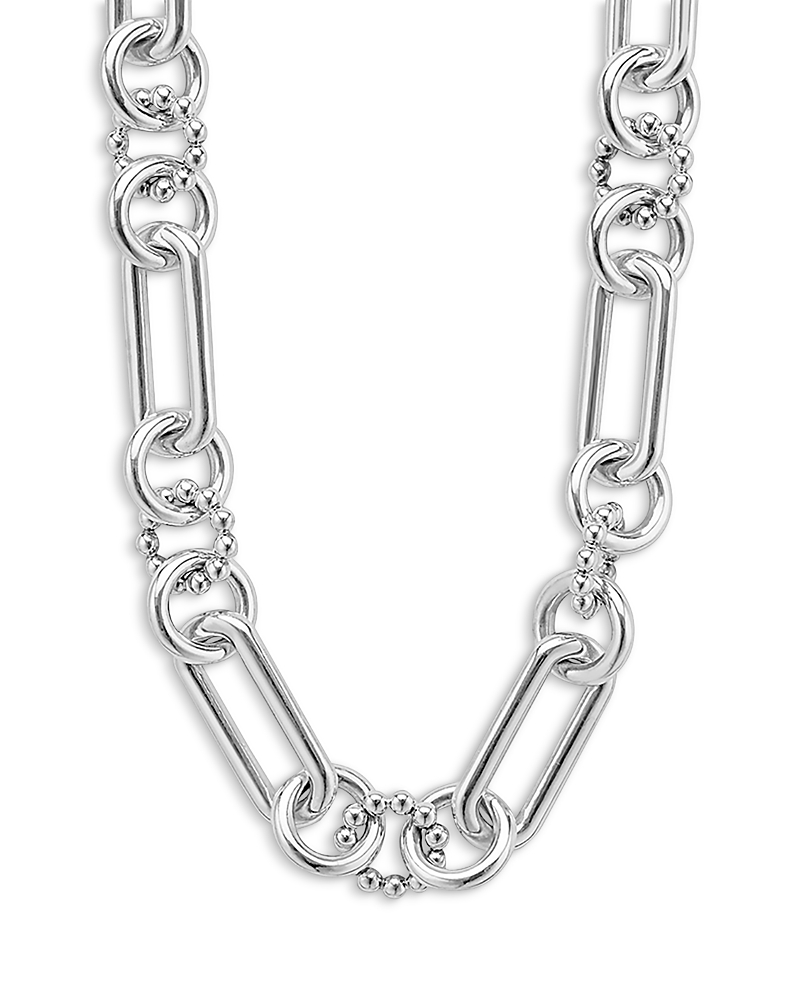 Lagos Sterling Silver Signature Caviar Link Necklace, 18