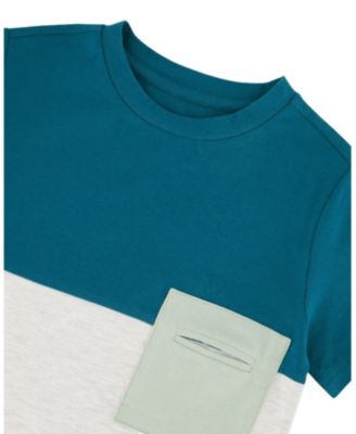 Boys' Organic Cotton Colorblock Jersey Short Sleeve T-Shirt with Chest Pocket - Little Kid