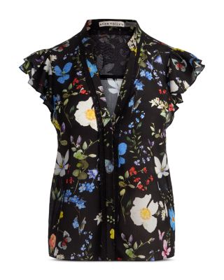 Arlette Flutter Sleeve Silk Top