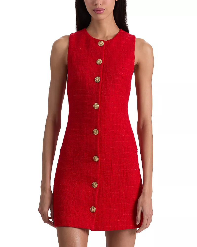 Alice and Olivia Cade Button Front Sleeveless Dress