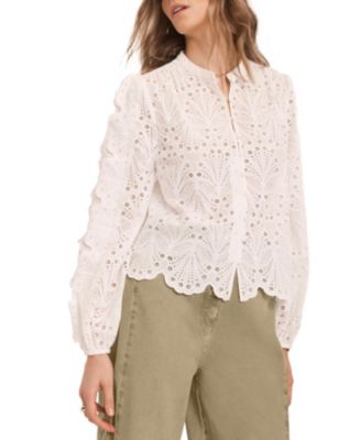  Women's Cotton Broderie Detail Blouse