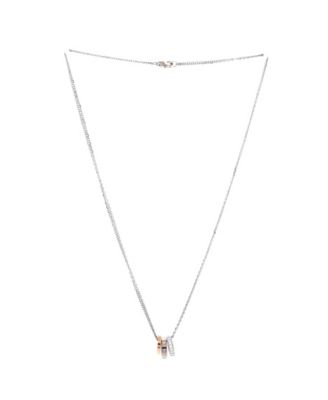  Love 3 Ring Pendant Necklace 18K Rose Gold and 18K White Gold with Diamonds, 16"