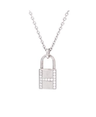 Amulettes Cadenas Pendant Necklace 18K White Gold with Diamonds, 15.75"