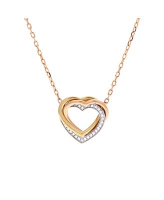  Trinity de Cartier Heart Pendant Necklace 18K Tricolor Gold with Diamonds, 16.25"