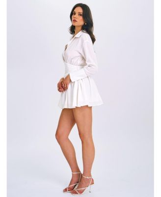  Jamila Shirt Mini Dress with Embroidered Waist Detail