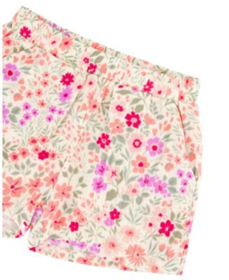 Girls' Tank Top with Smocking and Flowers Shorts Set in Muslin - Big Kid