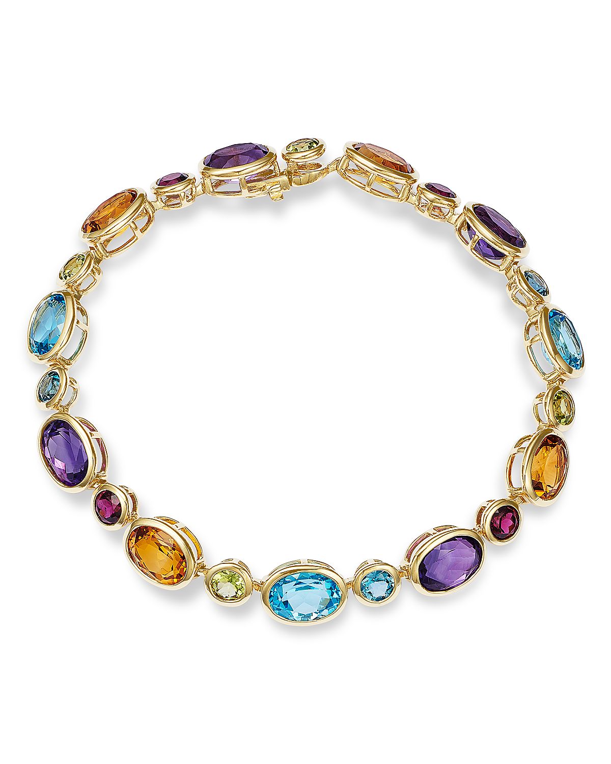 Bloomingdale's Fine Collection Multi Gemstone Mixed Cut Link Bracelet
