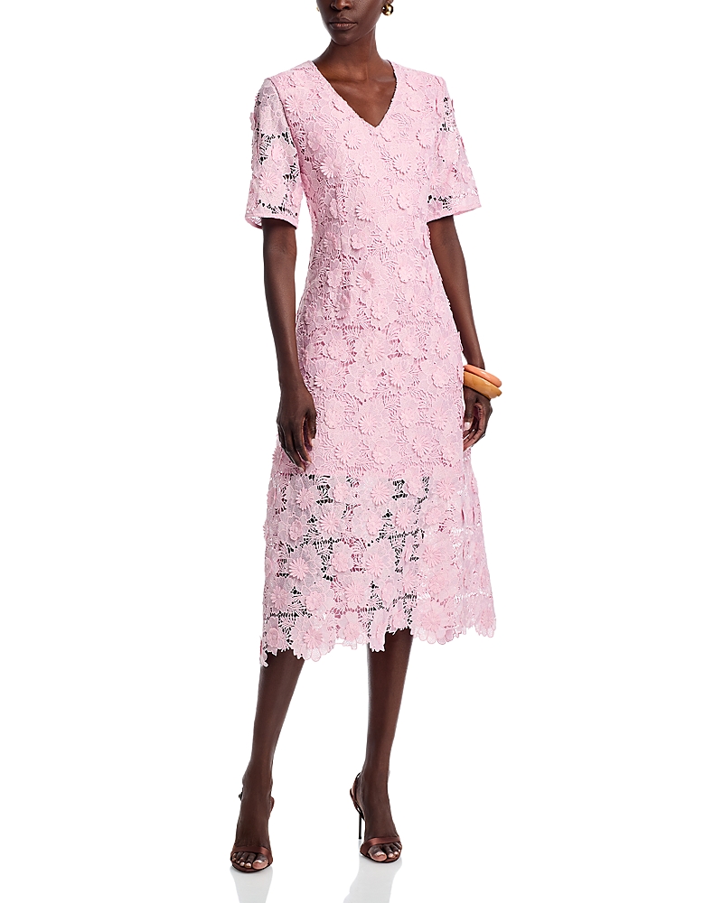 Misook Woven Floral Applique Dress