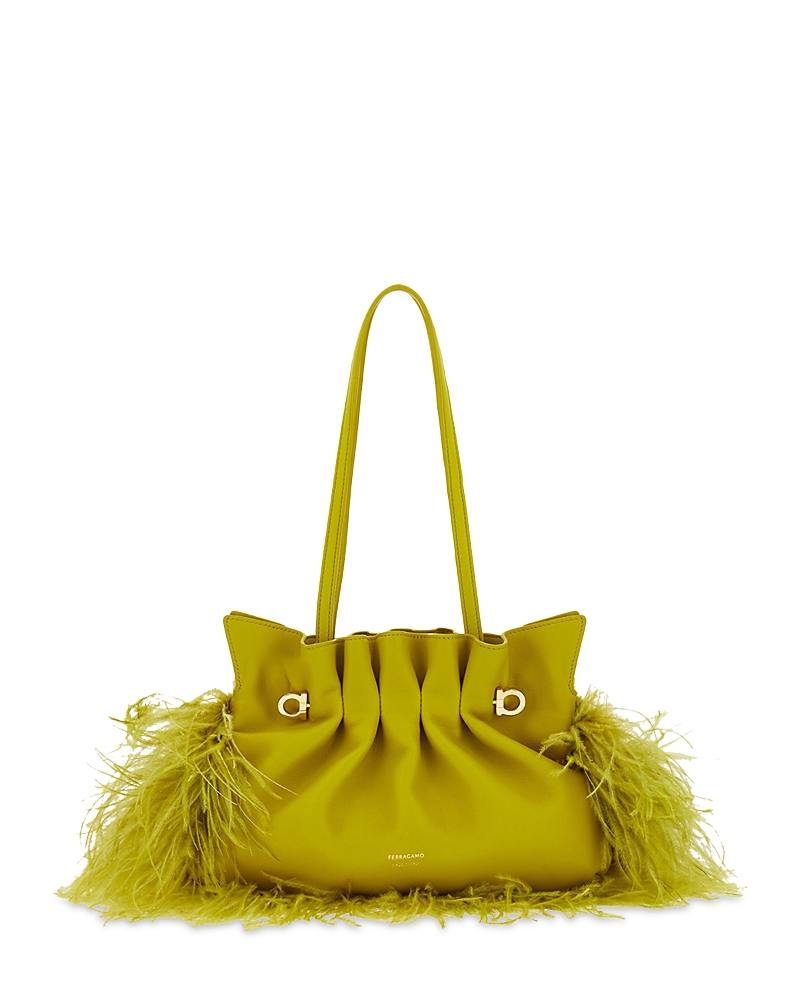 Ferragamo Soft Small Leather & Feather Bag