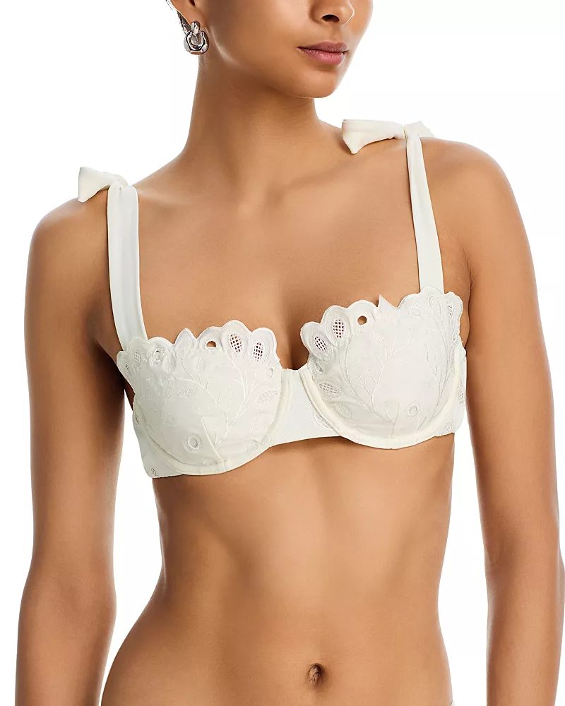 Simkhai Sofie Embroidered Bikini Top