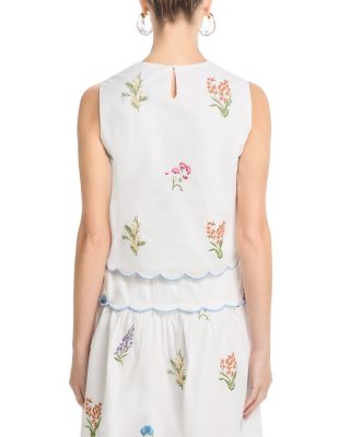 Embroidered Scallop Tank & Midi Skirt Set - Exclusive