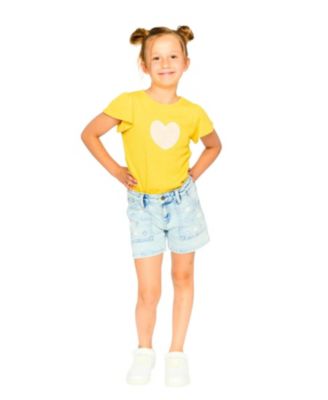 Girls' Embroidered Daisies Denim Shorts - Little Kid