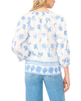 Tie Neck Peasant Sleeve Blouse