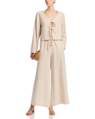 Soft Tie Front Top & Wide Leg Pants