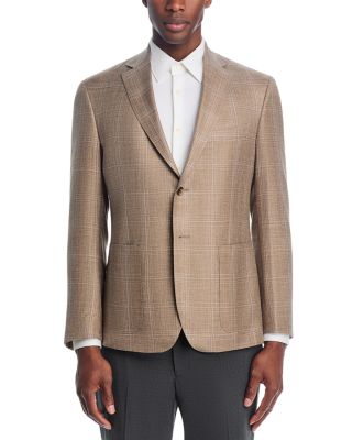 Loro Piana Fabric Wool, Silk, & Linen Plaid Unstructured Regular Fit Sport Coat - Exclusive