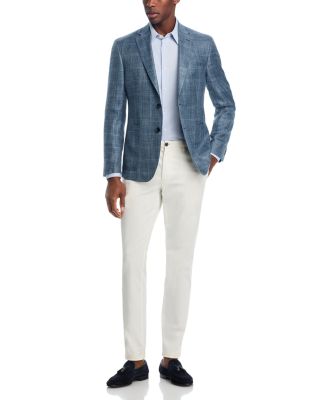 Loro Piana Fabric Wool, Silk, & Linen Windowpane Unstructured Regular Fit Sport Coat - Exclusive