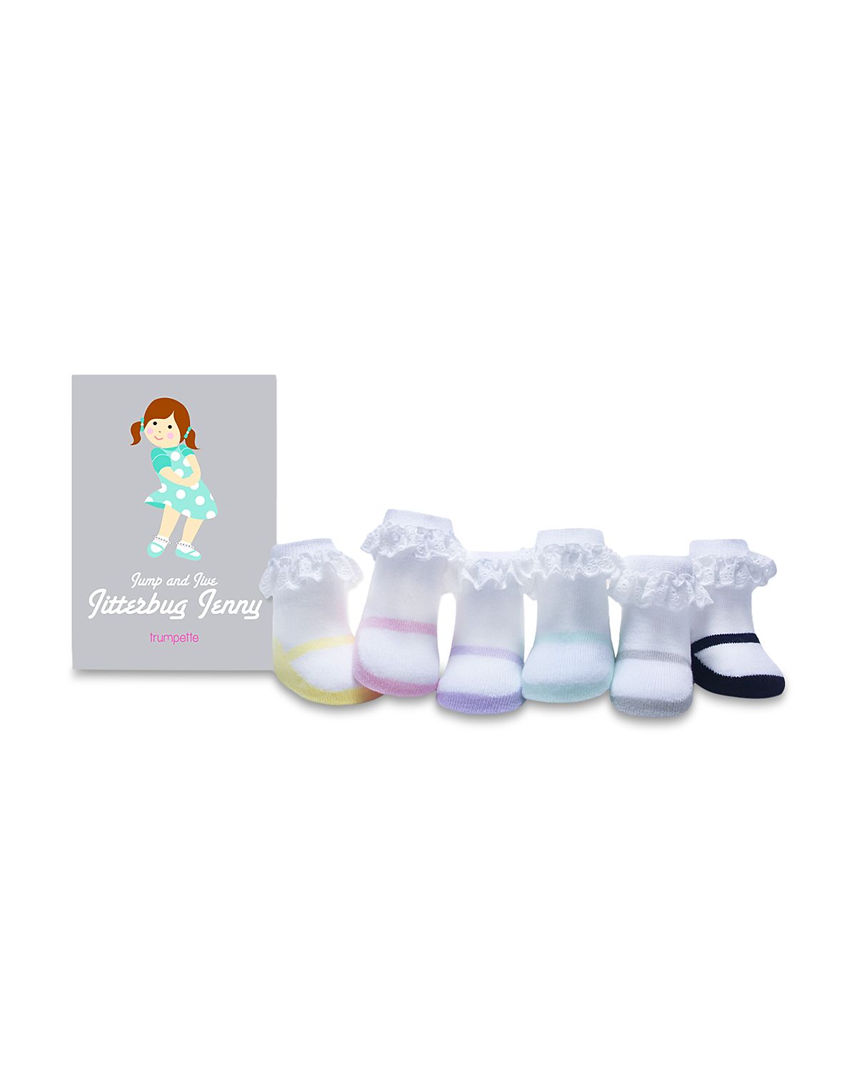 Trumpette Girls' Jump & Jive Jitterbug Jenny Socks, Pack of 6 - Baby