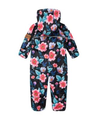Girls' Mid-Season One-Piece Printed Flowers Outerwear with Hat - Baby