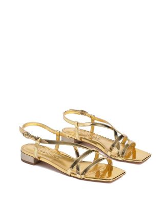  Women's Mirrored Leather Sabine Flat Sandal