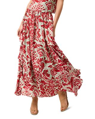 Oaklen Silk Ruffle Maxi Skirt