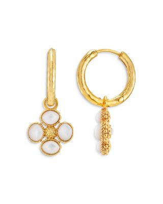 Berry Clover Mother of Pearl Hoop Earrings