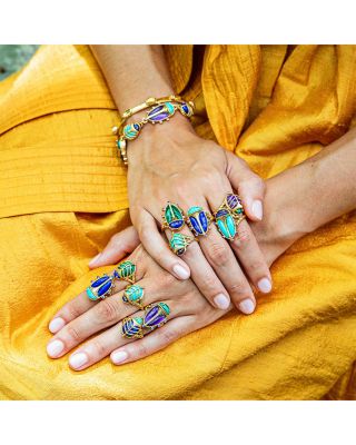 Turquoise & Lapis Lazuli Scarab Grande Ring