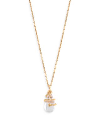 Lily Wrapped Quartz Pendant Necklace, 16-18"
