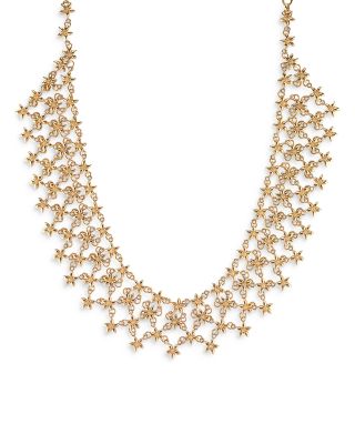 Jasmine Imitation Pearl Flower Statement Necklace, 16-18"