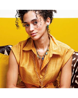 Multi Gemstone Scarab Family Charm Necklace, 16-18"