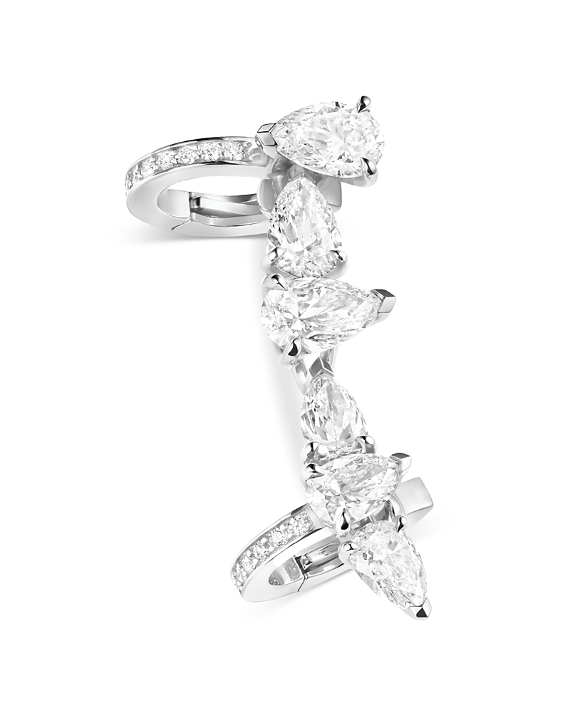 Repossi 18K White Gold Serti sur Vide Diamond Pear & Round Right Side Ear Cuff