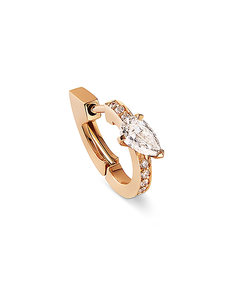 Repossi 18K Rose Gold Serti sur Vide Diamond Pear & Round Harvest Single Hoop Earring