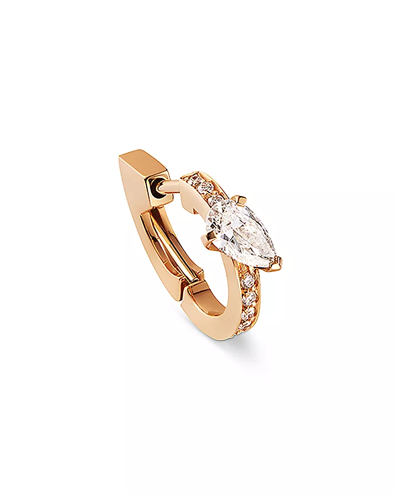 Repossi 18K Rose Gold Serti sur Vide Diamond Pear & Round Harvest Single Hoop Earring
