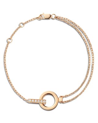 18K Rose Gold Berbere Diamond & Polished Intertwined Chain Bracelet
