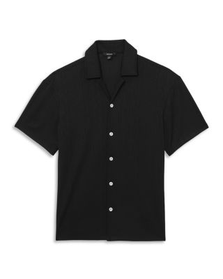 Short Sleeve Stripe Jacquard Cuban Collar Shirt