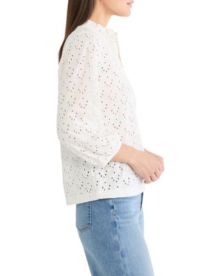 Knit Eyelet Ruffle Neck Top