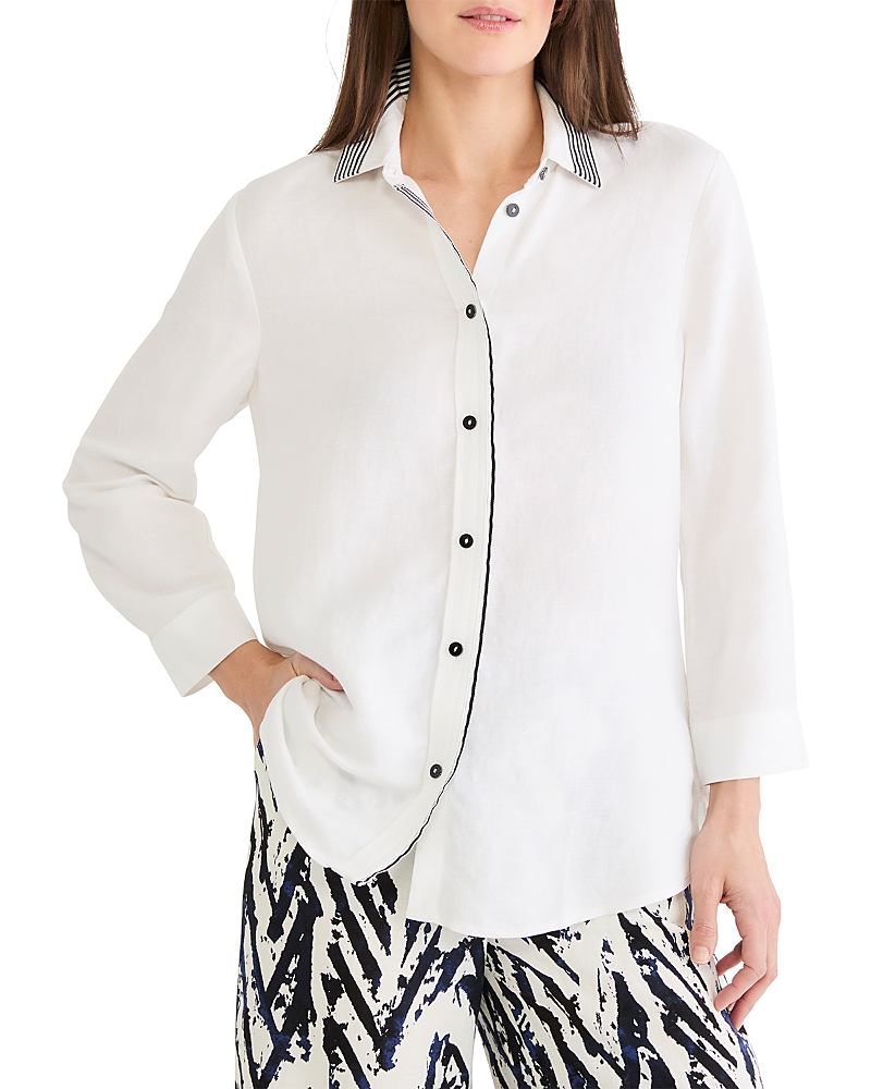 Nic+Zoe Stripe Trim Shirt