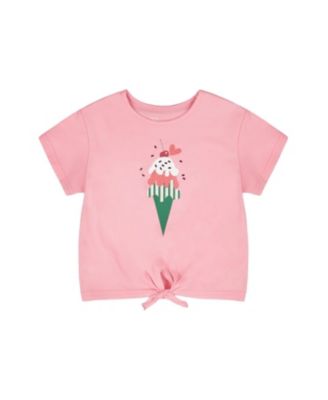 Girls' Organic Cotton Jersey Ice Cream T-Shirt with Tie at Waist - Big Kid