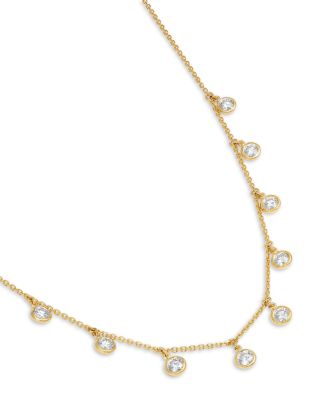 Diamond Station Droplet Collar Necklace in 14K Gold, 1.2 tcw