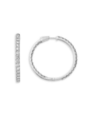 Diamond Inside Out Hoop Earrings in 14K White Gold, 5.0 tcw