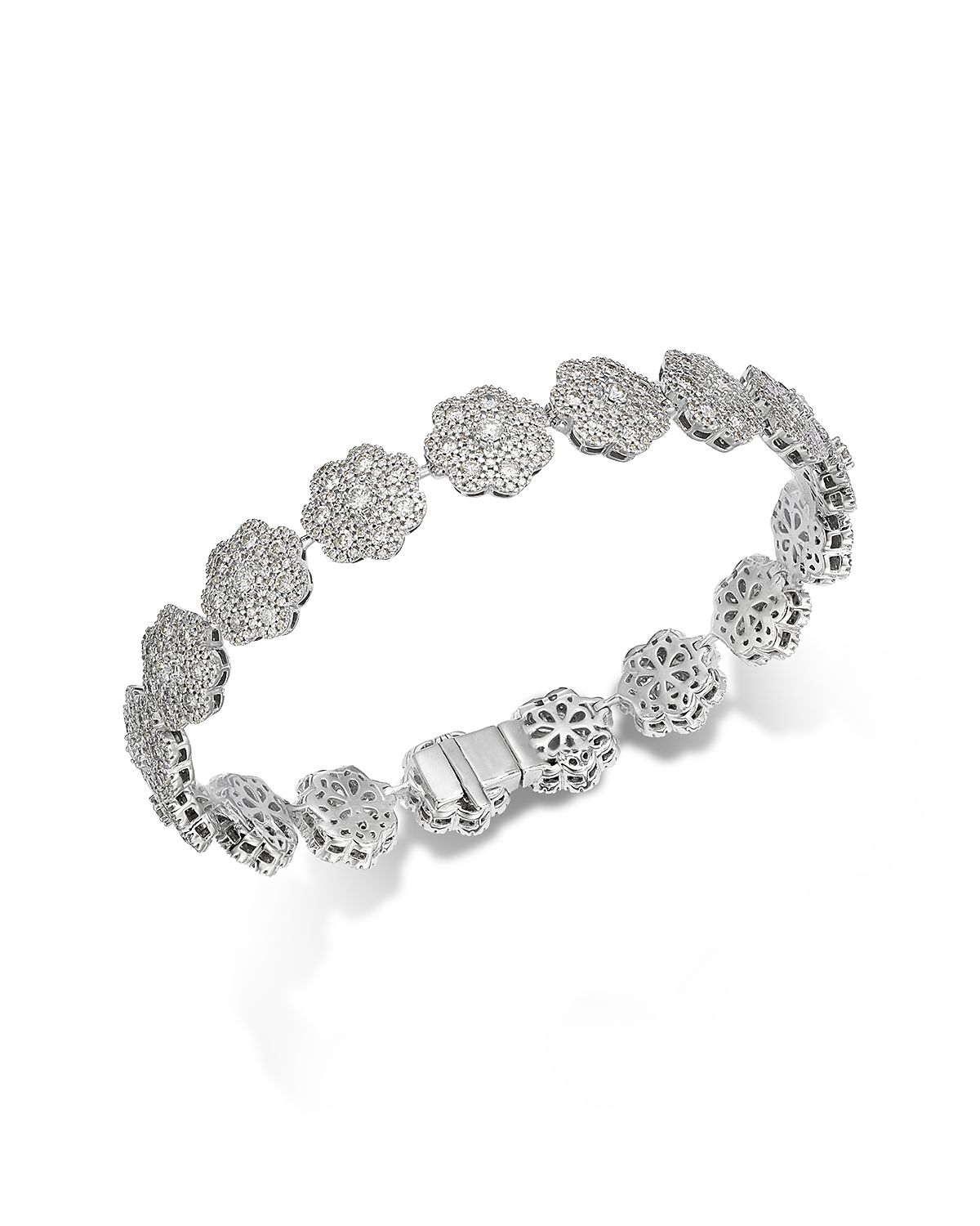 Bloomingdale's Fine Collection Luxe Collection Diamond Flower Link Bracelet