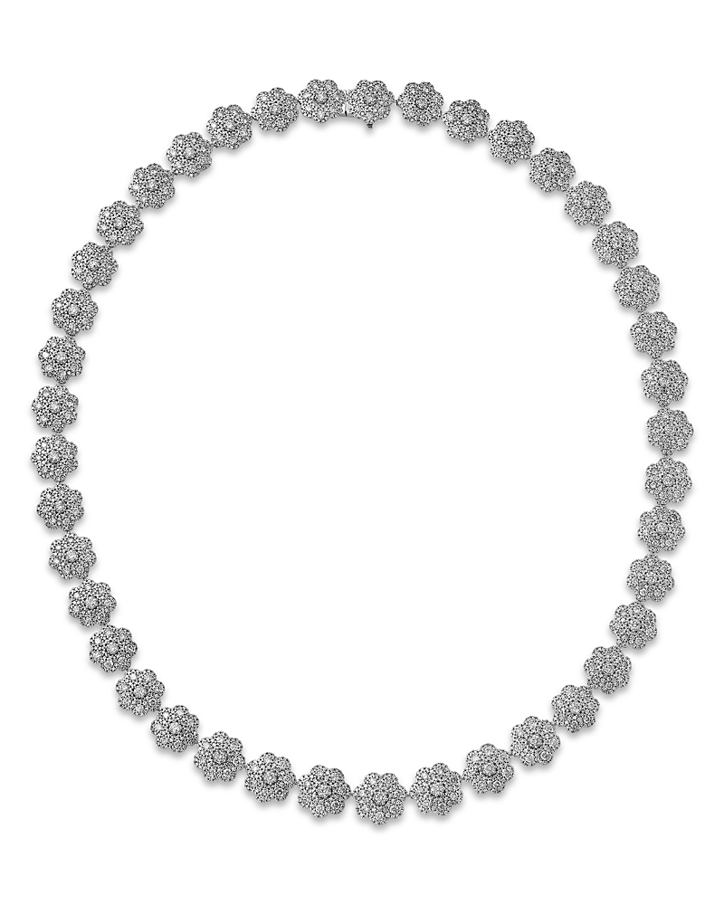 Bloomingdale's Fine Collection Luxe Collection Diamond Flower Collar Necklace in 14K White Gold, 12.0 tcw