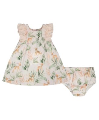 Girls' Muslin Dress and Bloomer Deer Printed Set - Baby