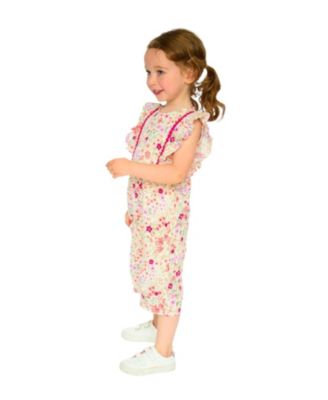 Girls' Sleeveless Muslin Flowers Jumpsuit - Little Kid