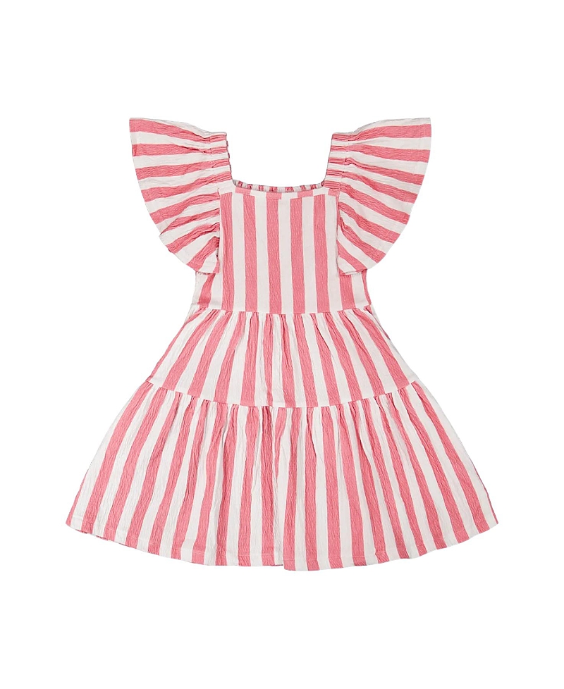 Deux par Deux Girls' Short Sleeve Crinkle Jersey Stripes Dress - Little Kid
