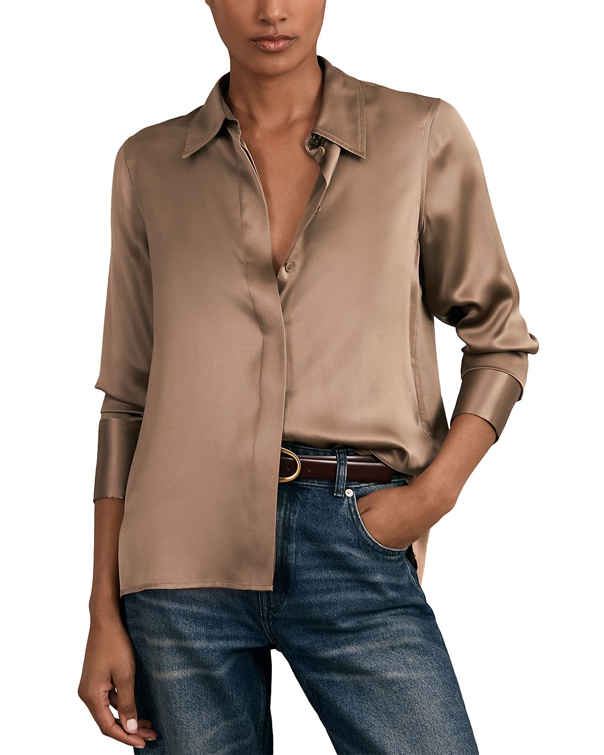 Reiss Petites Ameira Silk Satin Shirt